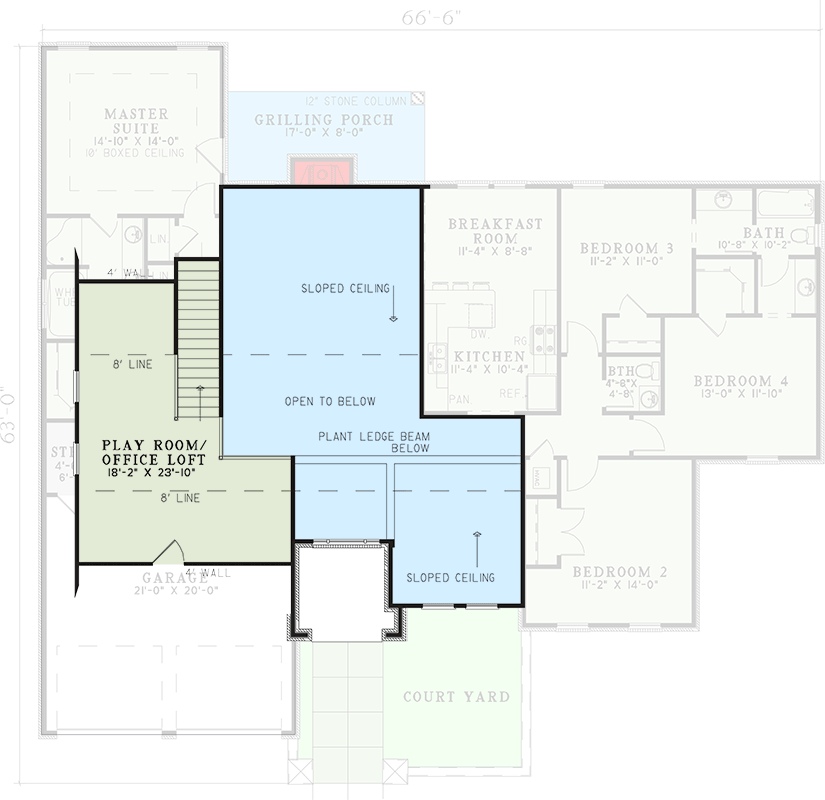 Plan 59853ND: Elegant European Home with Split Bedrooms and Courtyard Charm - Floor Plan - 2nd Floor - European, Mediterranean, Tuscan