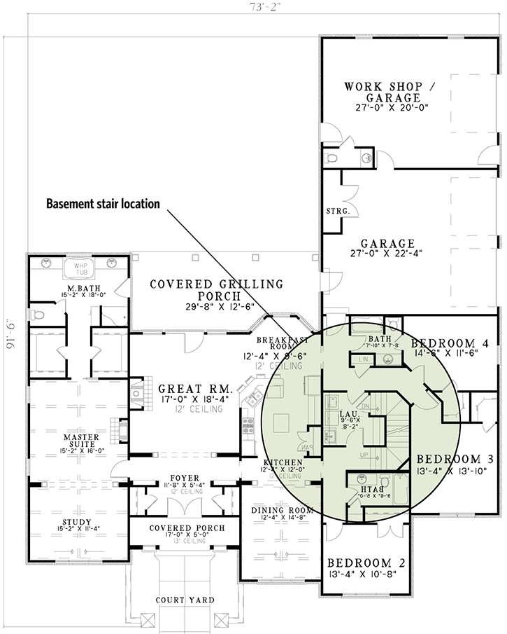 Plan 59857ND: Tuscan-Inspired 4 Bedroom House Plan with Bonus Expansion - 2788 Sqs Ft - Floor Plan - Basement version - European, Hill Country, Tuscan