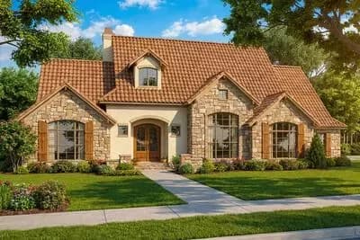 Tuscan-Inspired 4 Bedroom House Plan with Bonus Expansion - 2788 Sqs Ft