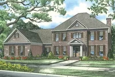 Five Bedroom Home Plan with Covered Porch