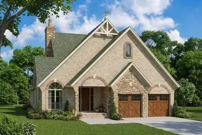 European House Plan with 3 to 4 Bedrooms Two-Story Great Room and Upstairs Master