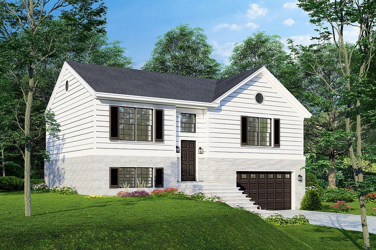 Plan 59880ND: 4-Bed Split Level House Plan with Lower Level Flex Room - 1614 Sq Ft - Image #7 - Traditional