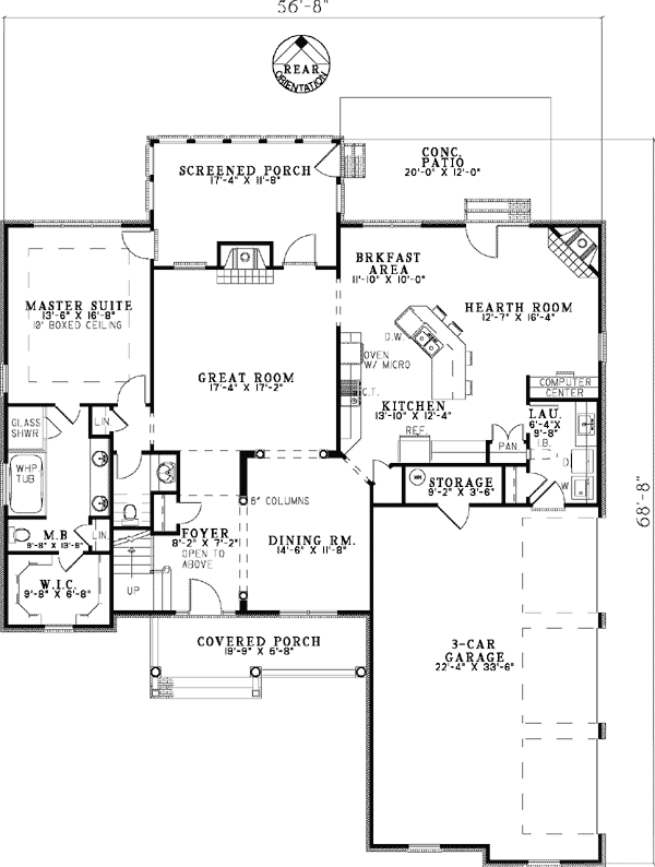 Plan 59883ND: Great Curb Appeal - Floor Plan - Main Level - Traditional