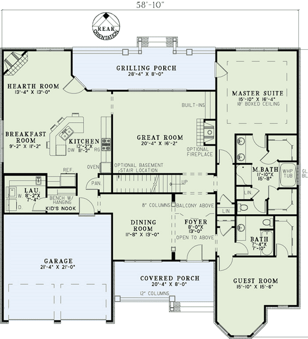 Plan 59884ND: Beautiful Inside And Out! - Floor Plan - Main Level - Traditional