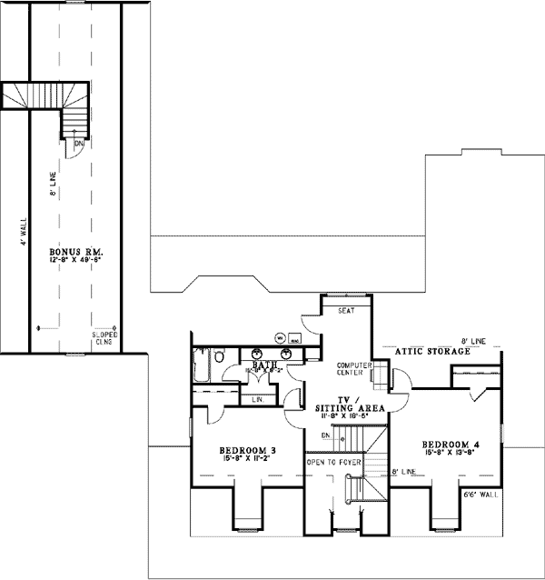 Plan 59893ND: Large Covered Wrap-around Porch - Floor Plan - 2nd Floor - Country
