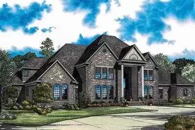Entry with Columns and High Ceiling