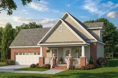 Traditional Country House Plan with 3 Beds - 1059 Sq Ft