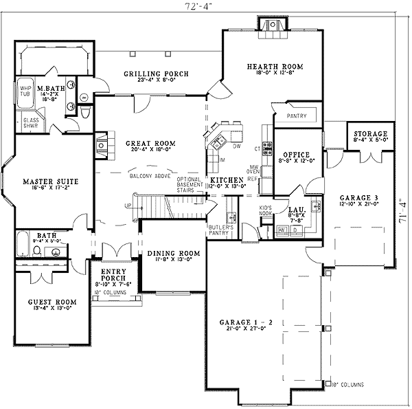 Plan 59908ND: Traditional Two-Story Home Plan with Flex Room - Floor Plan - Main Level - European, Traditional