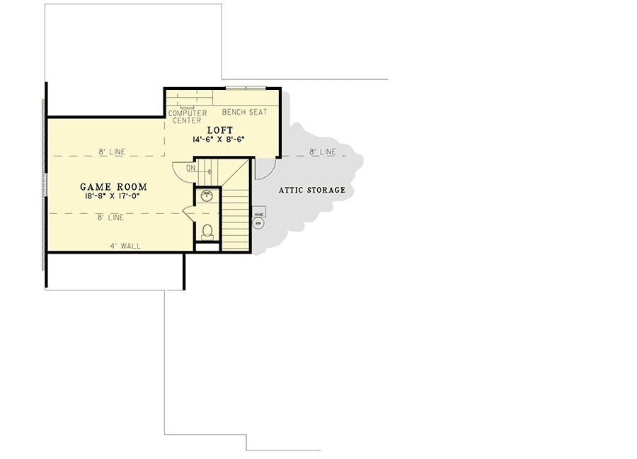 Plan 59945ND: Southern House Plan with Game Room and Loft - Floor Plan - 2nd Floor - Southern, Traditional