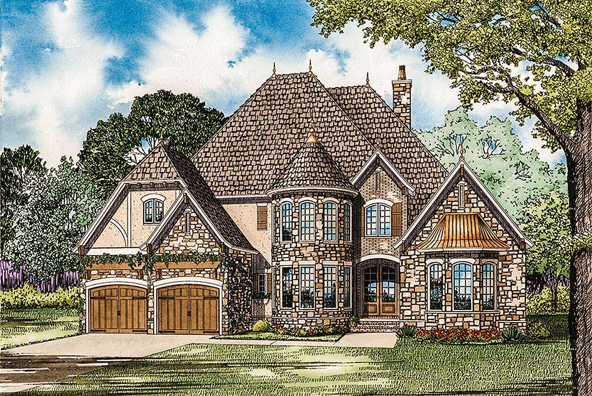 Plan 59950ND: Elegant European House Plan with Two-Story Turret - 3328 Sq Ft - Image #14 - European