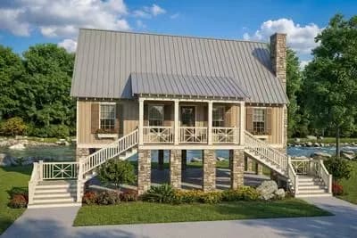 Elevated Cabin Cottage with 2-Story Great Room