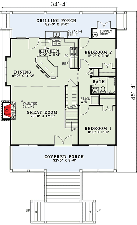 Plan 59959ND: Adorable Low Country Cottage - Floor Plan - Main Level - Cottage, Low Country