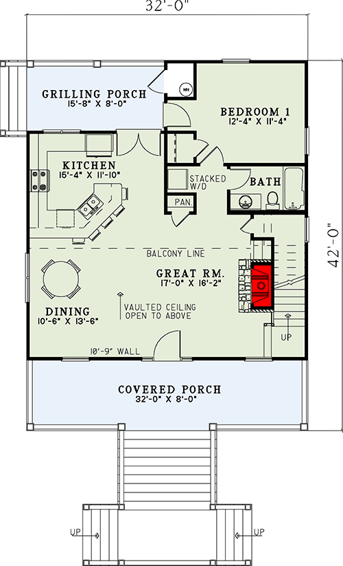 Plan 59961ND: Raised Creekside Cottage - Floor Plan - Main Level - Cottage, Low Country