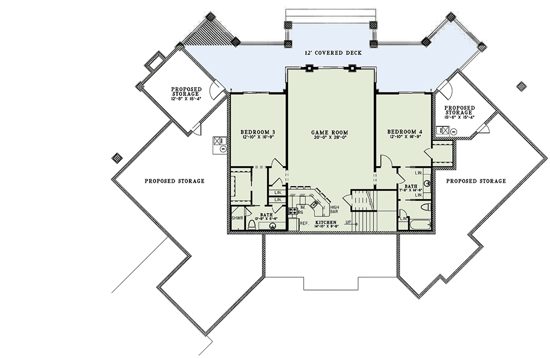 Plan 59963ND: Mountain Ranch with Spectacular Rear Views - 5144 Sq Ft - Floor Plan - Lower Level - Mountain, Ranch, Rustic, Vacation