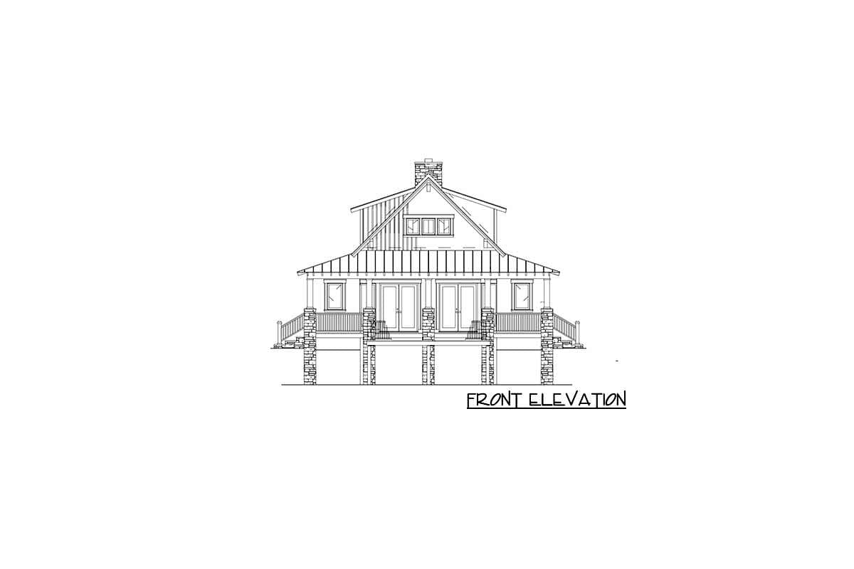 Plan 59964ND: Low Country Cottage House Plan with Two-Story Great Room - 2207 Sq Ft - Image #7 - Cabin, Cottage, Country, Low Country, Mountain, Rustic, Vacation