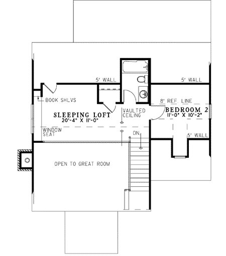 Plan 59967ND: Raised Cabin Cottage - Floor Plan - 2nd Floor - Cabin, Cottage, Low Country, Rustic