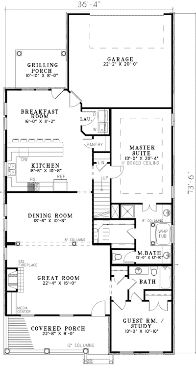 Plan 59969ND: Handsome Double Decker - Floor Plan - Main Level - New Orleans, Southern