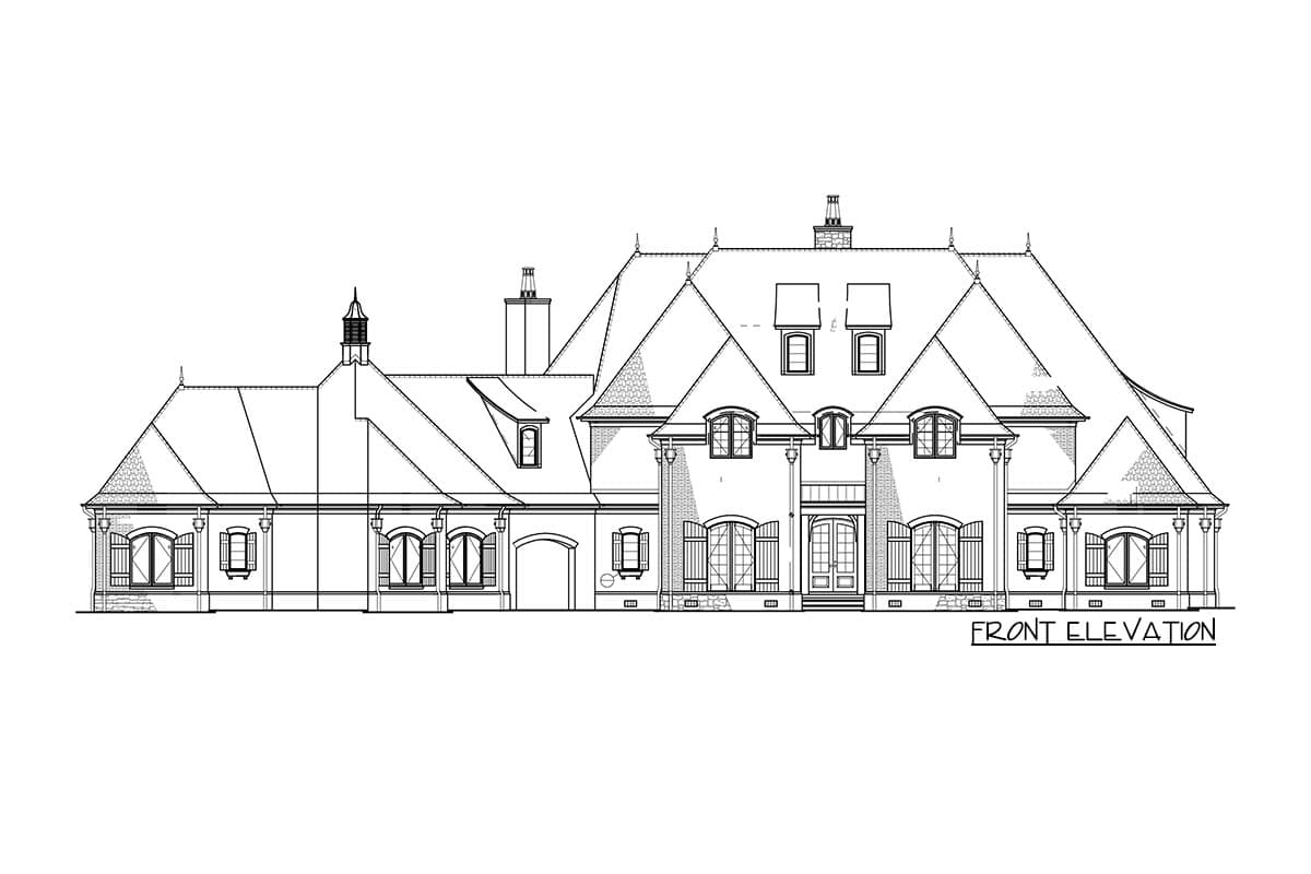 Plan 59971ND: 6 Bedroom French Country House Plan with Upstairs Home Theater and Game Room - 6698 Sq Ft - Image #4 - European, French Country