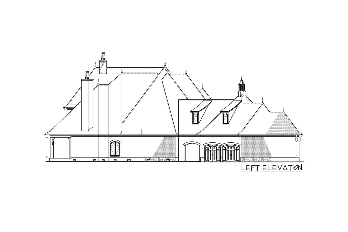 Plan 59971ND: 6 Bedroom French Country House Plan with Upstairs Home Theater and Game Room - 6698 Sq Ft - Image #5 - European, French Country