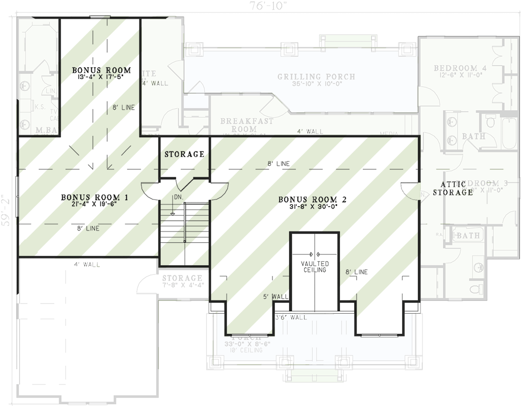 Plan 59978ND: Affordable Rustic Retreat - Floor Plan - Optionally Finished Bonus Level - Craftsman, Vacation