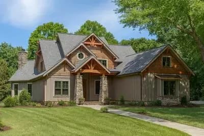 Rugged Craftsman Home Plan with Home Theater in Finished Walkout Basement