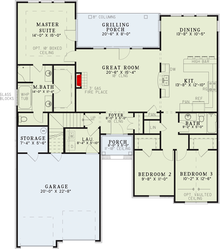 Plan 59987ND: Traditional 3-bedroom house plan with rustic details. - Floor Plan - Main Level - Cottage, European, French Country, Traditional