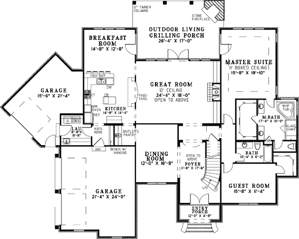 Plan 60500ND: Stately European Sanctuary - Floor Plan - Main Level - European, French Country