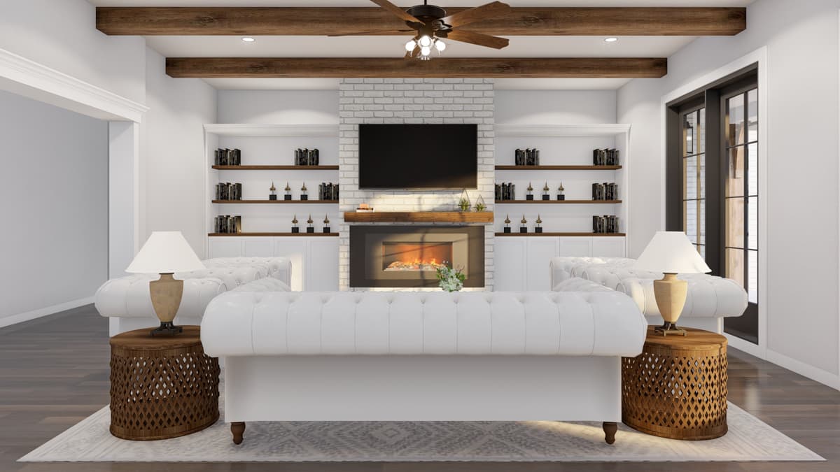 Plan 60502ND: 4 Bedroom French Country House Plan with Outdoor Fireplace - 4810 Sq Ft - Image #4 - European, French Country