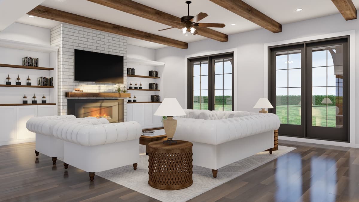 Plan 60502ND: 4 Bedroom French Country House Plan with Outdoor Fireplace - 4810 Sq Ft - Image #5 - European, French Country