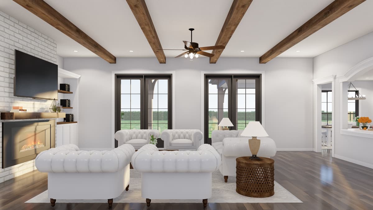 Plan 60502ND: 4 Bedroom French Country House Plan with Outdoor Fireplace - 4810 Sq Ft - Image #6 - European, French Country