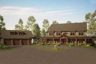 Rustic Country Home Plan with Grand Covered Porch - 4623 Sq Ft