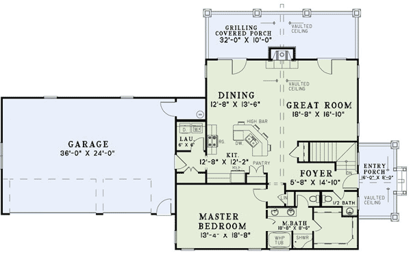 Plan 60507ND: House Plan with Spacious Side Porch for a Side-Sloping Lot - 2733 Sq Ft - Floor Plan - Main Level - Craftsman, Mountain