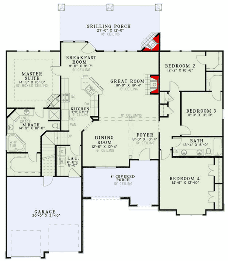 Plan 60530ND: Stone and Shingle with Options - Floor Plan - Main Level - European, Rustic, Southern
