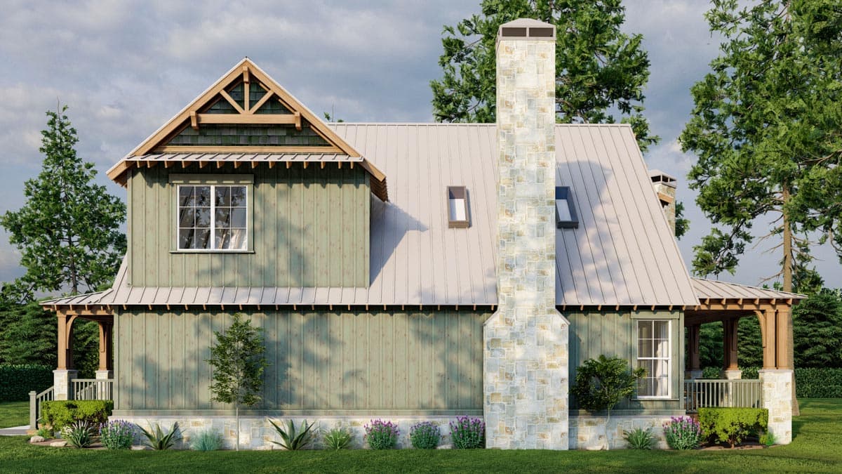 Plan 60535ND: 2-Story Rustic Retreat with Side-Wrapping Porch - 1705 Sq Ft - Image #7 - Cottage, Craftsman, Mountain, Northwest, Rustic, Vacation