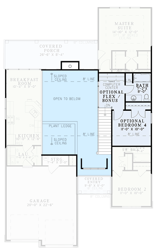 Plan 60536ND: Charming Stone Cottage with Bonus Level - Floor Plan - 2nd Floor - Cottage, Craftsman, European, Traditional