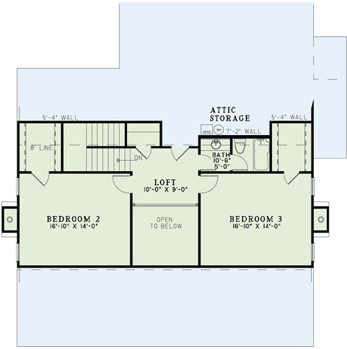 Plan 60544ND: Low Country Cabin - Floor Plan - 2nd Floor - Cabin, Cottage, Country, Rustic, Vacation