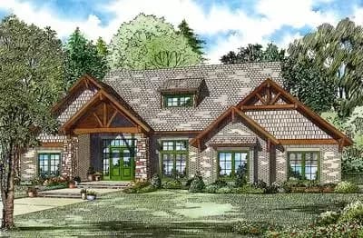 4 Bedroom House Plan with Large Outdoor Kitchen and Fireplace - 3595 Sq Ft