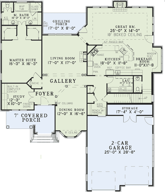 Plan 60550ND: Charming European Home - Floor Plan - Main Level - European, Southern, Tuscan