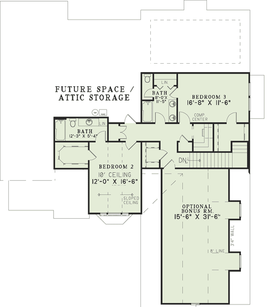 Plan 60550ND: Charming European Home - Floor Plan - 2nd Floor - European, Southern, Tuscan