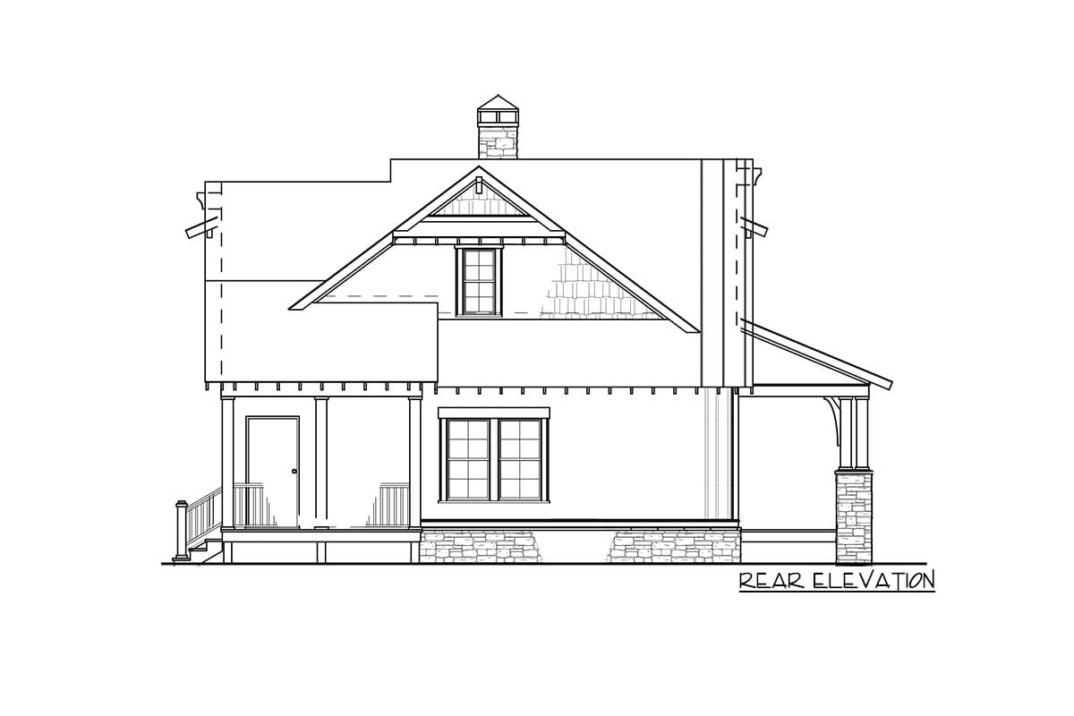 Plan 60552ND: Rustic House Plan with L-Shaped Porch - 1374 Sq Ft - Image #7 - Cottage, Craftsman, Mountain, Rustic, Vacation