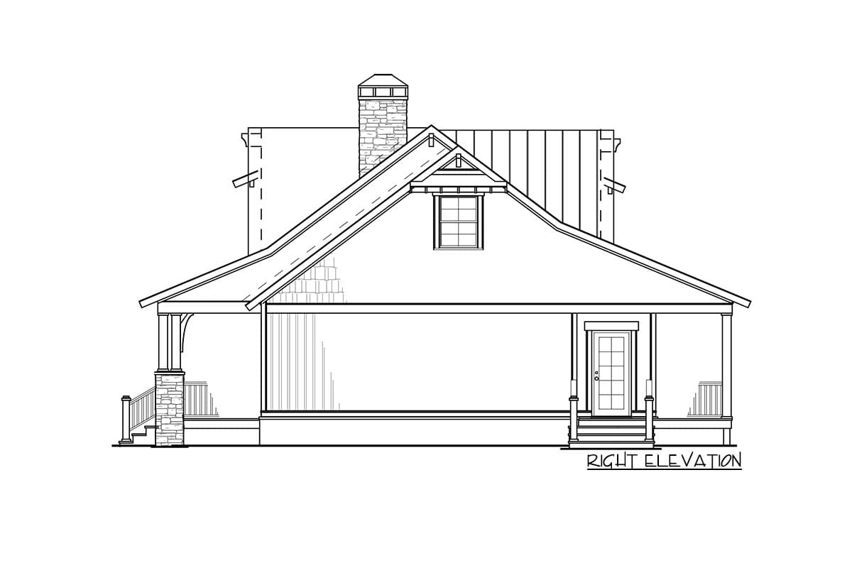 Plan 60552ND: Rustic House Plan with L-Shaped Porch - 1374 Sq Ft - Image #8 - Cottage, Craftsman, Mountain, Rustic, Vacation