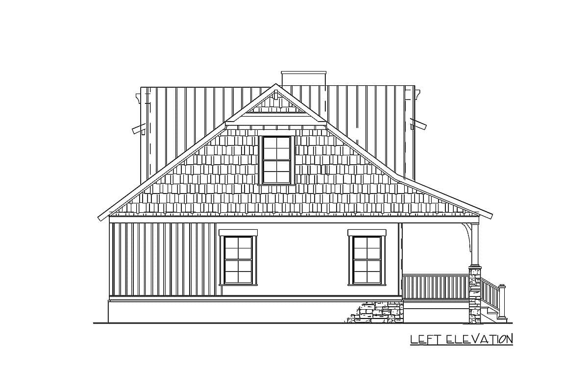 Plan 60553ND: Rustic Cabin House Plan with Porch Options - 1379 Sq Ft - Image #6 - Cabin, Cottage, Craftsman, Mountain, Rustic, Vacation