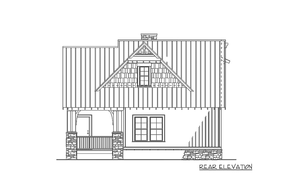 Plan 60553ND: Rustic Cabin House Plan with Porch Options - 1379 Sq Ft - Image #5 - Cabin, Cottage, Craftsman, Mountain, Rustic, Vacation