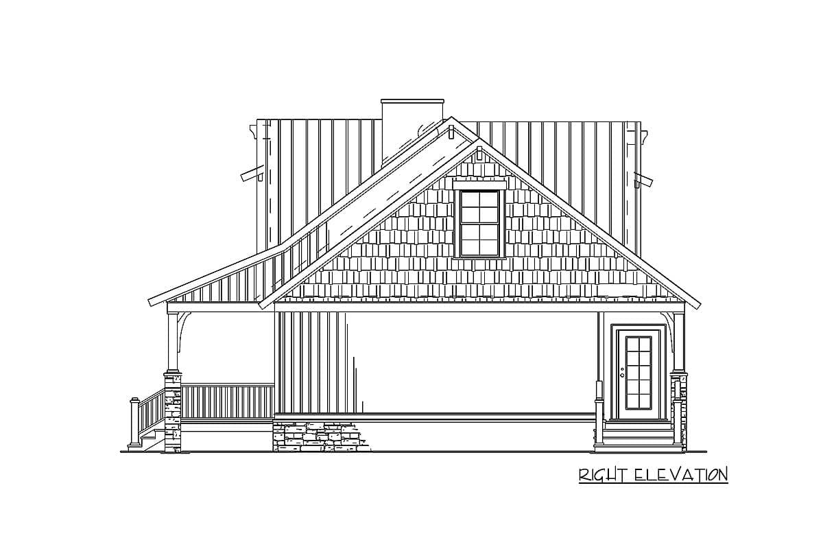 Plan 60553ND: Rustic Cabin House Plan with Porch Options - 1379 Sq Ft - Image #7 - Cabin, Cottage, Craftsman, Mountain, Rustic, Vacation