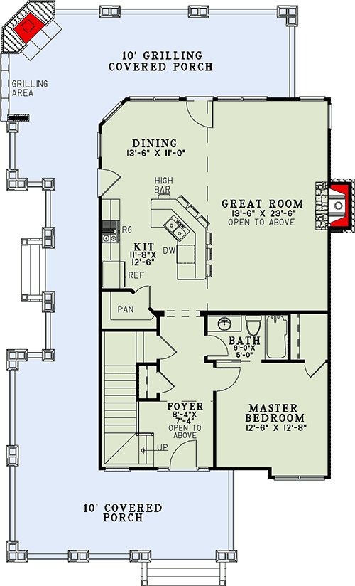 Plan 60554ND: Rustic Retreat for a Sloping Lot - 2790 Sq Ft - Floor Plan - Main Level - Cottage, Craftsman, Mountain, Vacation