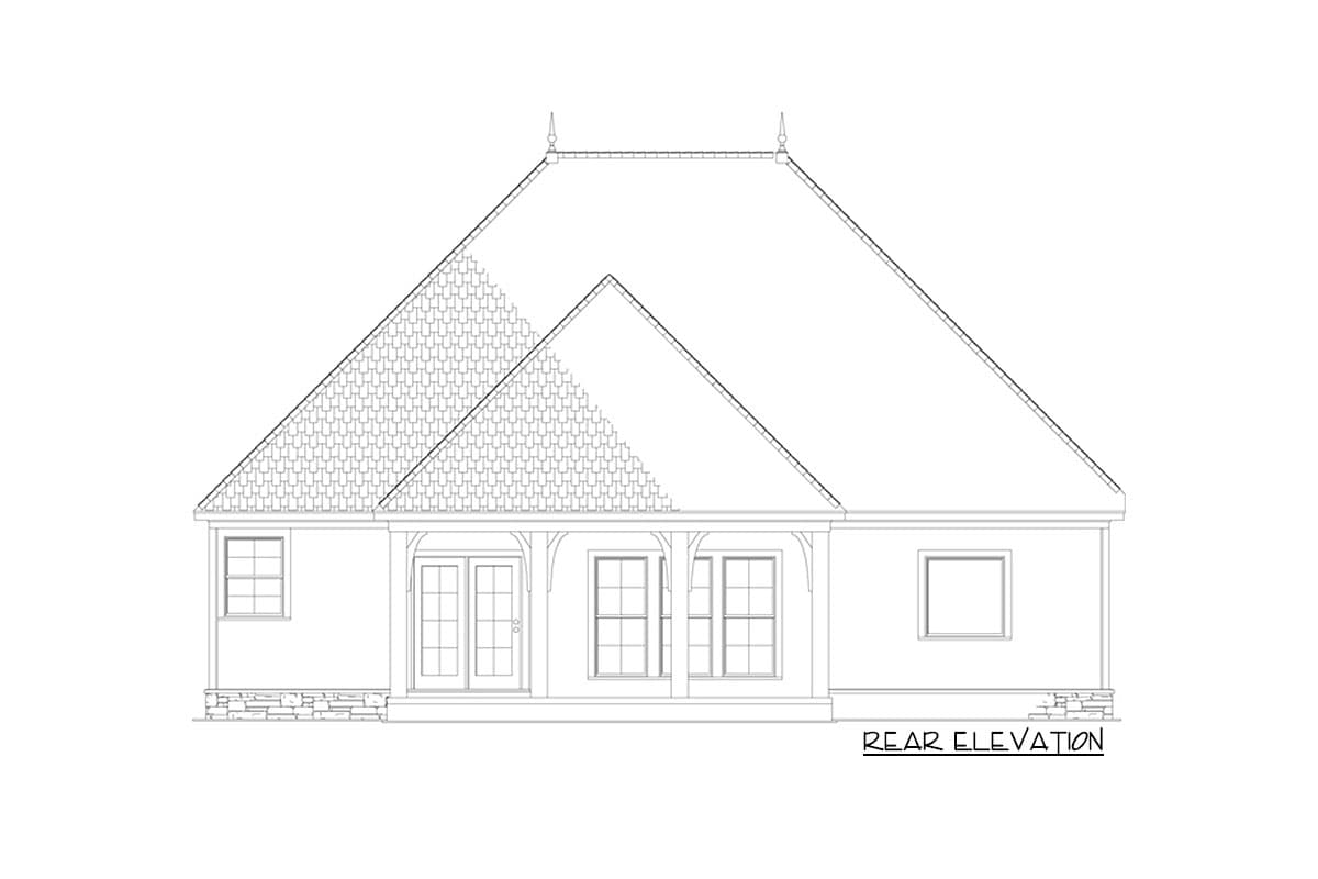Plan 60555ND: 3-Bed House Plan with Clipped Gable and a Rear Grilling Porch - 1572 Sq Ft - Image #21 - European