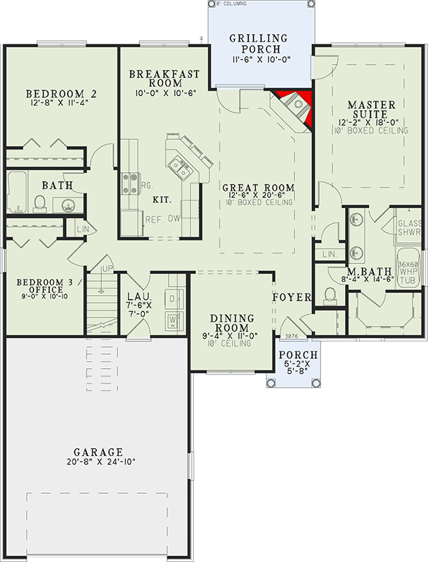 Plan 60556ND: Southern Home Plan with Flexibility - 1591 Sq Ft - Floor Plan - Main Level - Southern, Traditional