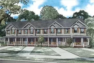 980 Square Foot 2-Story 4 Unit Multi-Family Home Plan