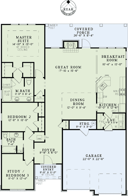 Plan 60564ND: Rustic Beauty with Options - Floor Plan - Main Level - Craftsman, European