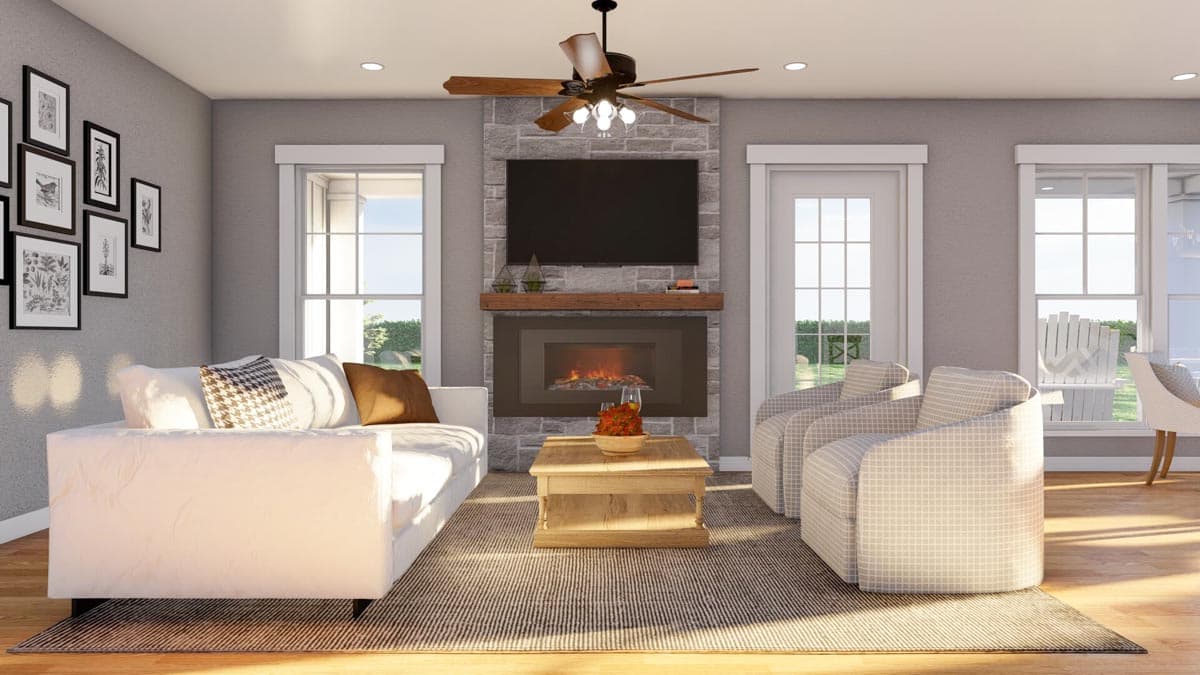 Plan 60565ND: House Plan Under 2500 Square Feet with Flex Room and Large Upstairs Game Room - Image #5 - Craftsman, European